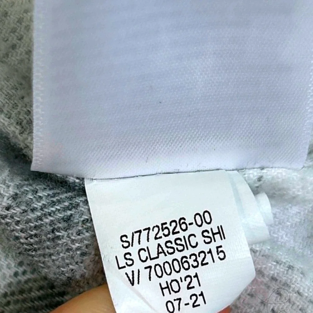 Banana Republic Mens Large Tall White Grey Plaid Flannel LS Classic Shirt 772526